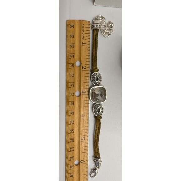 Brighton Bracelet 7.5in Crystal Silver Tone Adjustable Cord - Picture 5 of 6